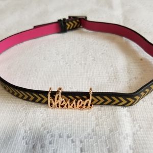 Choker necklace black, gold and pink, w/slider